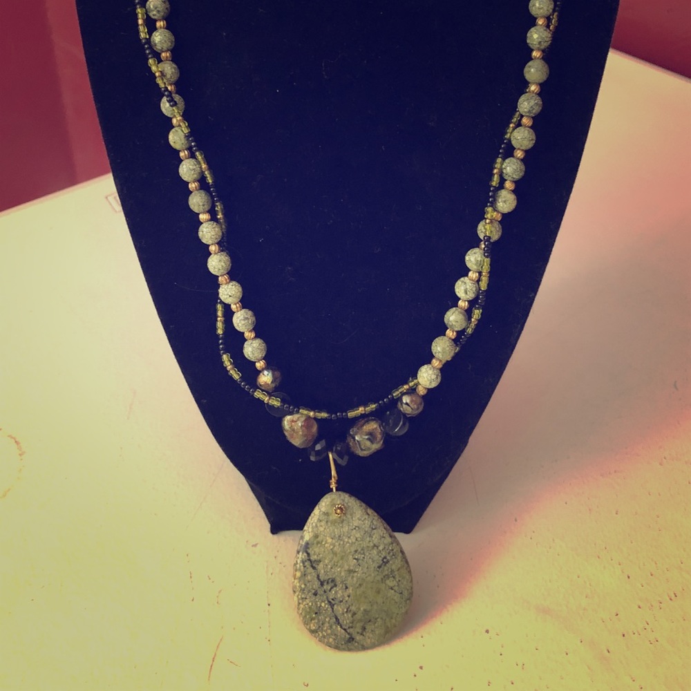 Beaded stone necklace